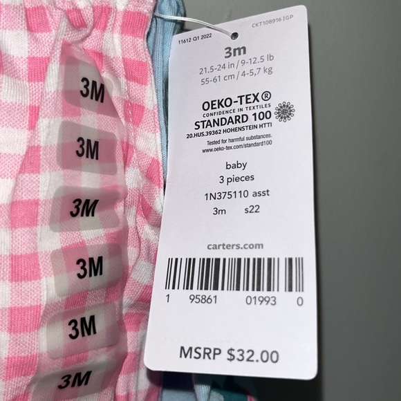 Carters Baby Oeko-Tex 3 Months 3 Piece Set / 2 Outfits Included - Picture 3 of 5